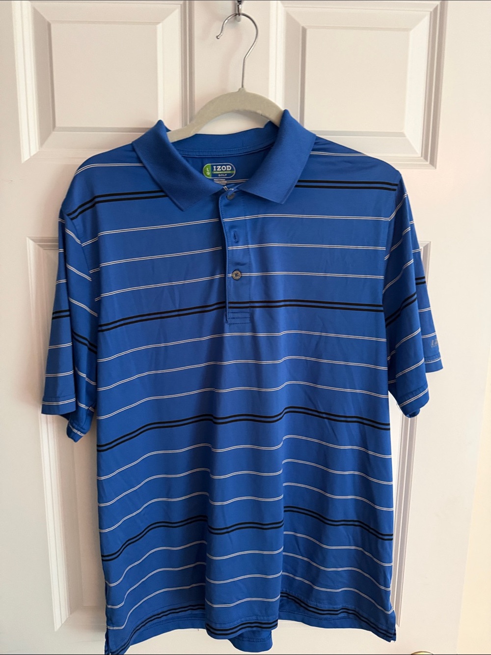 Izod Royal Blue Polo with Black & White Stripes